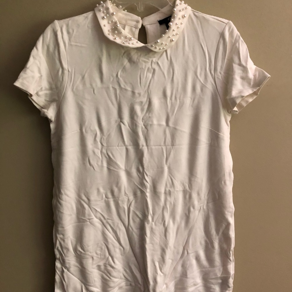 Pearl collar cream sheath dress